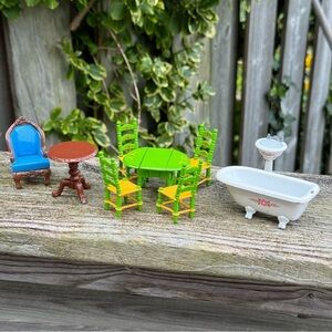 Vintage Miniature Furniture Set THE LITTLES Die Cast Metal for Doll House 1980’s